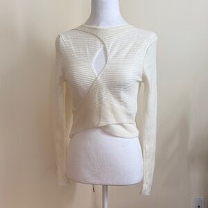 Trendyol Cream Cut-Out Long Sleeve Blouse